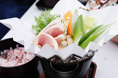 Close-up of food in plate on table