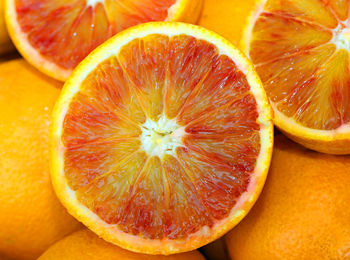 High angle view of orange slices