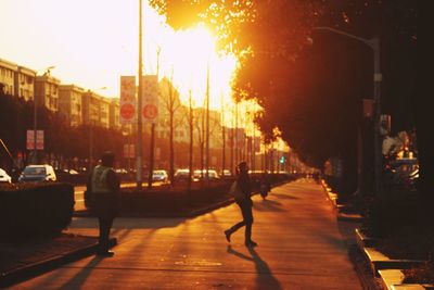 City street at sunset
