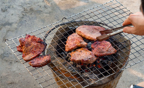 Meat on barbecue grill