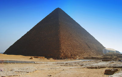 View of historical building against clear blue sky