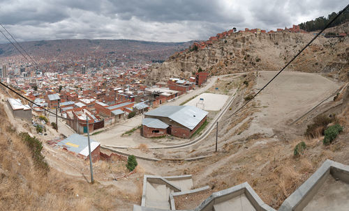 High angle view of townscape against sky