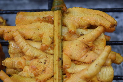 Toast chicken on the stove, thai style food.