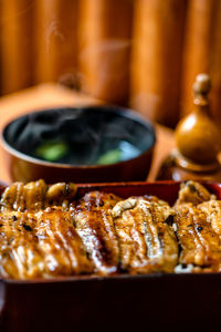 Close-up of food in plate on table