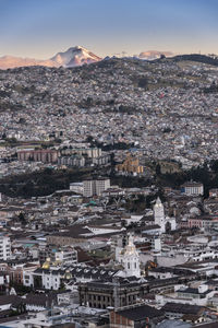 High angle view of townscape against sky