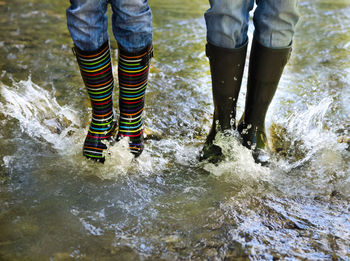 Low section of couple standing in water