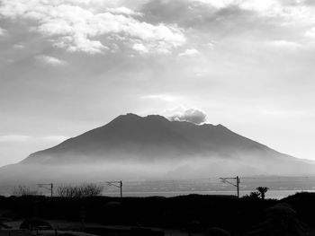 Scenic view of silhouette mountains against sky