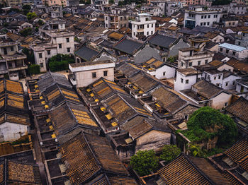 High angle view of buildings in city