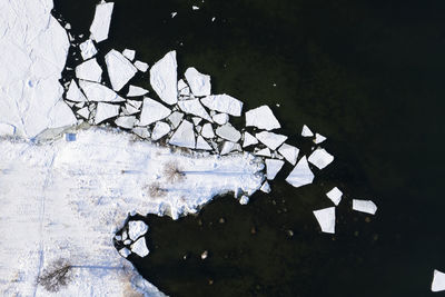 High angle view of puddle