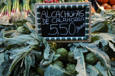 Text for sale at market stall