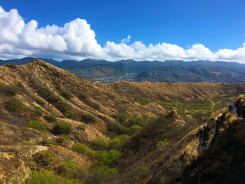 Scenic view of mountains against sky