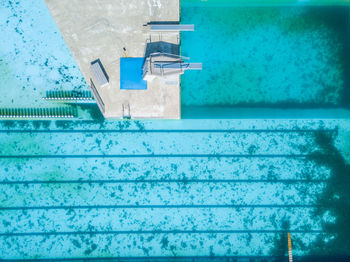 Close-up of swimming pool against building