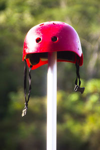 Close up of red helmet