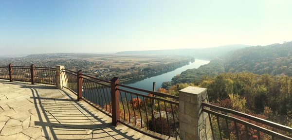 High angle view of bridge over river against sky