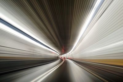 Blurred motion of illuminated tunnel