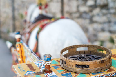 Close-up of figurine on table