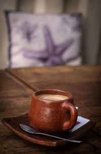 Close-up of coffee on table