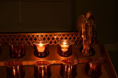 Close-up of illuminated candles