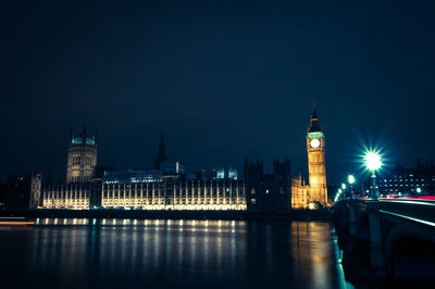 Illuminated city at night