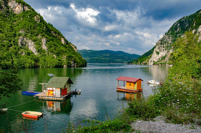 Scenic view of lake against sky