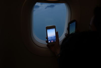 Woman traveling in train