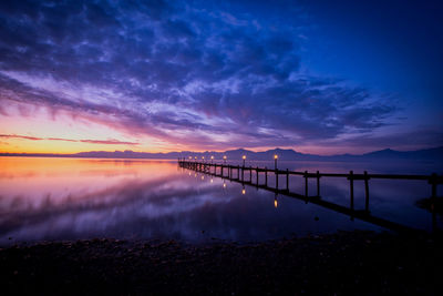 Scenic view of sea against sky at sunset