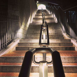 High angle view of escalator