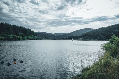 Scenic view of lake against sky