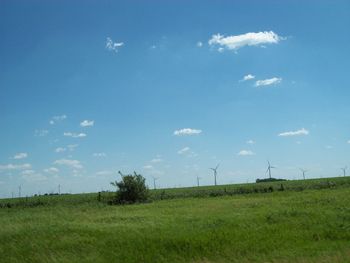 Scenic view of green landscape against sky