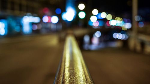 Defocused image of illuminated lights at night