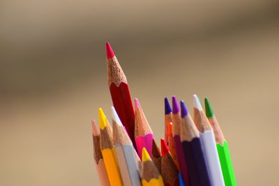 Close-up of multi colored pencils