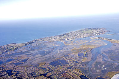 Aerial view of sea against sky