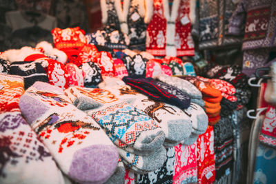 High angle view of various food for sale