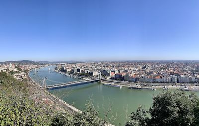 High angle view of bridge over river against sky