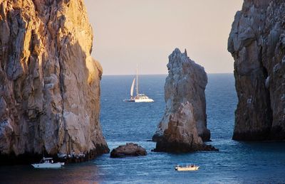 Boat sailing in sea