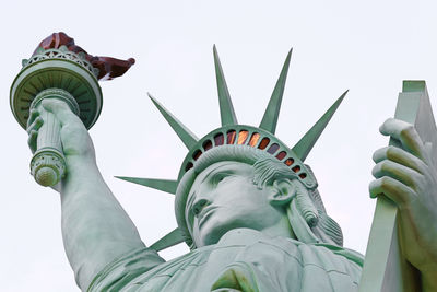 Low angle view of statue against clear sky