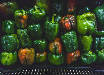 High angle view of peppers at market stall