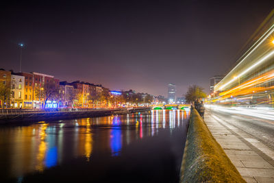 Illuminated buildings by canal