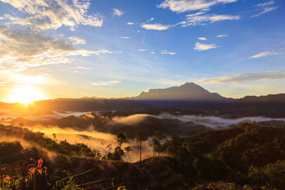 Scenic view of landscape against sky during sunset