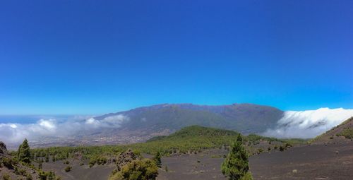 Scenic view of landscape against clear blue sky