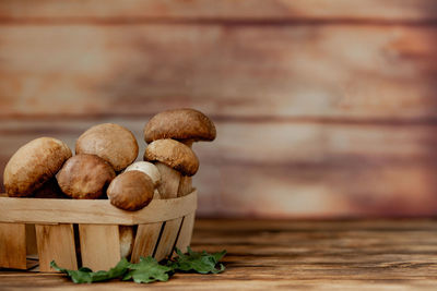 Close-up of mushrooms on table