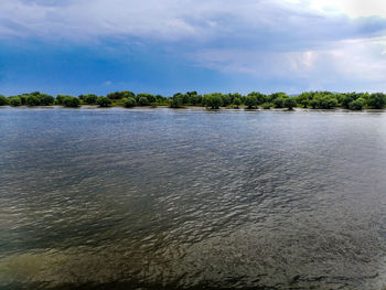 Scenic view of lake against sky