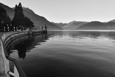 Scenic view of lake against clear sky