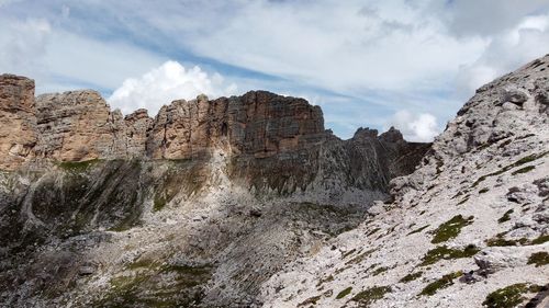 Panoramic view of rocky mountains against sky