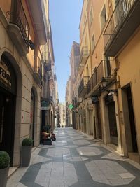 Empty alley amidst buildings in city