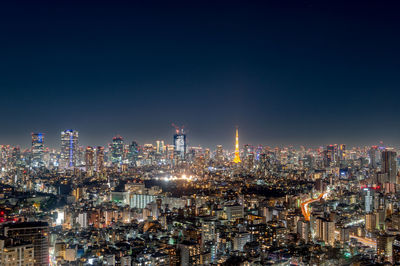Urban view of tokyo at night as seen from a high-rise building in ebisu, shibuya-ku, tokyo.