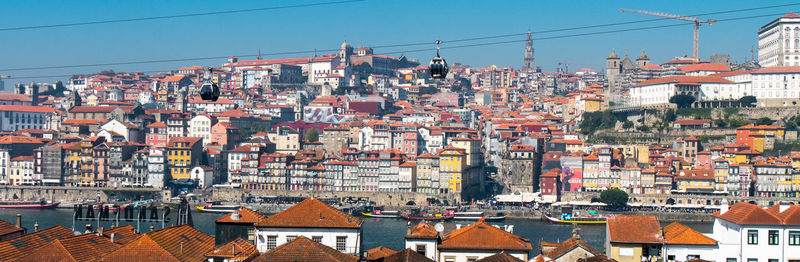 View of cityscape against clear sky