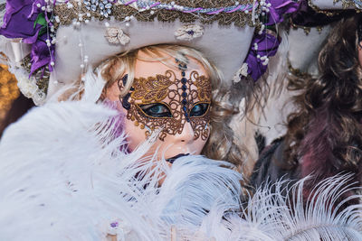 Portrait of woman wearing mask