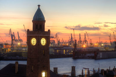 View of clock tower at dusk