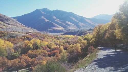 Scenic view of mountains against clear sky